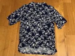 NANO universe 半袖シャツ 花柄 ネイビーのサムネイル