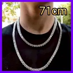 ユニセックス ジルコニア テニスチェーン 高級感 ネックレス