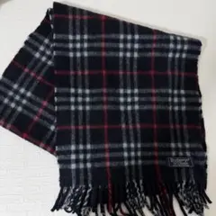 バーバリー カシミヤ100% マフラー ネイビー ノバチェック ヴィンテージ