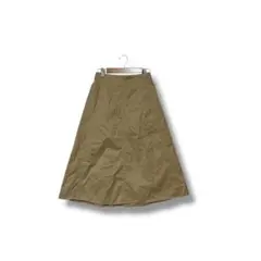 ユニクロ　コットンフレアミディスカート　ベージュ　ウエスト58cm Sサイズ