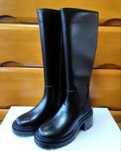 GRL レザートラックソールロングブーツ ブラック