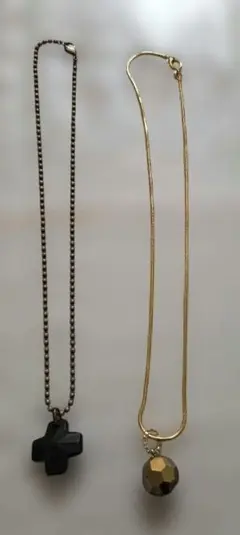 ハンドメイド　黒石ネックレス　2個セット