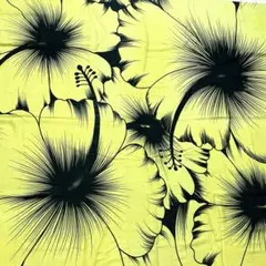 ◆ロングパレオ◆大柄ロングパレオ　ハイビスカス　イエロー×ブラック