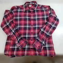 【き509】UNIQLO 赤系チェック ネルシャツ Sサイズ