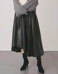 ミラオーウェン　タックレイヤード調スカート