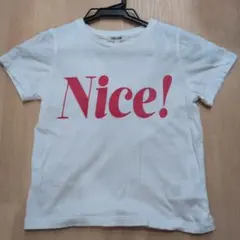 2枚T【Nice!】ホワイト【Need!】パープル　 ロゴ Tシャツ110cmのサムネイル