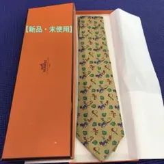 【新品・未使用】HERMES 100% SILK ネクタイ ベージュ