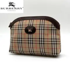 【極美品】 BURBERRY レザー クラッチバッグ ポーチ ロゴ ブラウン