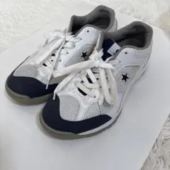 ムーンスター スニーカー 24.0cm EEE 通学用 白×紺 訳あり