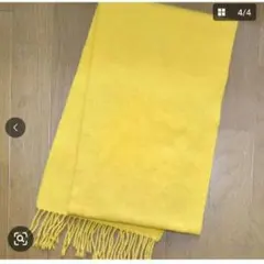 ユニクロ　カシミア100% 　イエローマフラー　フリンジつき　美品