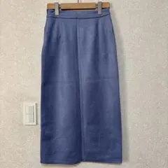 新品　タグ付き　GU スエードタッチナローミディスカート ブルーS