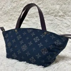 最終価格！【美品】ラシット キャンバス ネイビー×パープル 舟形ミニトートのサムネイル