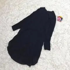 コウベレタス　膝下丈　シャツワンピース 綿100% ブラック　体型カバー