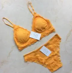 残り３点　リブブラショーツセット　オレンジ　０５４