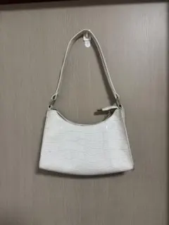 ホワイト クロコダイル型押し ハンドバッグ