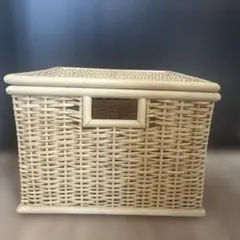 廃盤品　無印良品　ブリ材　蓋付き ラタンバスケット 収納ボックス　大