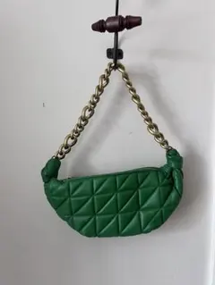 値下げ！ZARAチェーンキルティングバック グリーン