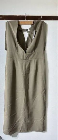 ブラウン ノースリーブ ワンピース L