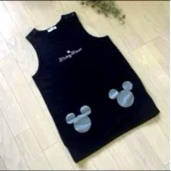 エプロン ディズニー 保育士 ブラック シンプル ミッキー スウェット 秋物