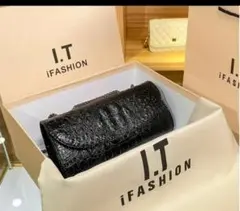 i.FASHION クロコダイル風ショルダーバッグ クラッチバッグ2つ折りバッグ