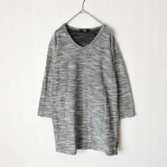 862 アズール Vネック 七分袖ニット グレー L シンプル 薄手 メンズのサムネイル