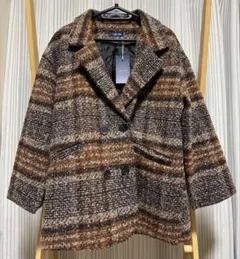 ビッグチェック4つ釦ショートコート チェスター 韓国ファッション