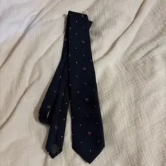 美品 EAST BOY ネイビー ハート柄ネクタイ