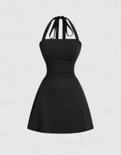 ブラックノースリーブミニワンピース