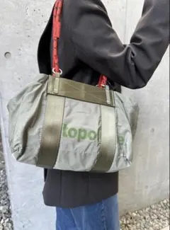 topologie Duffle Small オリーブグリーン　赤ストラップ付き