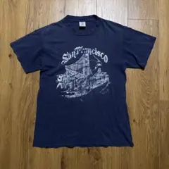90s DELTA San Francisco プリントTシャツ ネイビー M