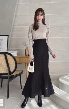 GRL ラメスパンコール ツイードマーメイドスカート[dk1282]