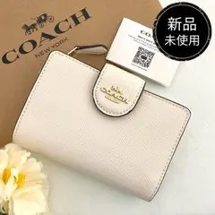 新品 正規品☆COACH(コーチ) 折り財布 ホワイト レザー 二つ折り財布