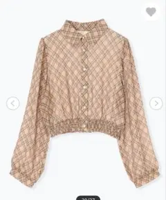 【新品タグ付き】PALEMO STORE チェック柄裾シャーリング　ブラウス　M