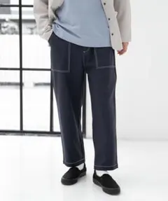 【新品】LAKOLE ステップツイルベイカーパンツ Lサイズ　ネイビー