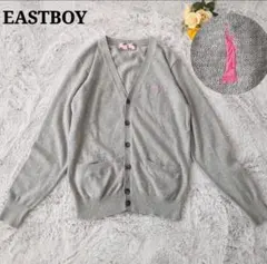 EASTBOY グレー カーディガン 自由の女神刺繍