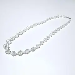 ビーズネックレス クリア ミドル 53cm フォーマル ハンドメイド