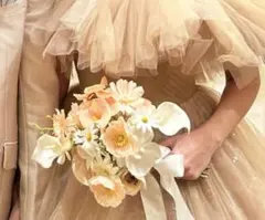 ウェディングブーケ　オレンジブーケ　ホワイトブーケ　造花ブーケ