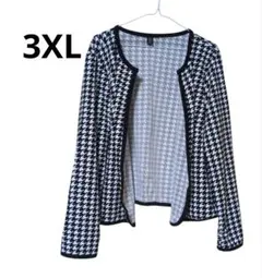 SHEIN ハウンドトゥース 千鳥格子　カーディガン 3XL　大きいサイズ　黒白