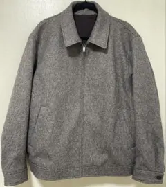 グレー ジップアップジャケット ウール風