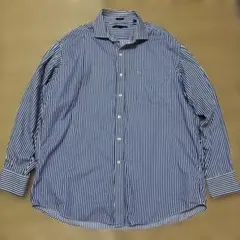 古着美品Tommy Hilfigerメンズ長袖青白ストライプブランドシャツXL