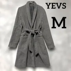 YEVS グレー ロングコート ベルト付き イーブス　ウール　襟付き　無地のサムネイル