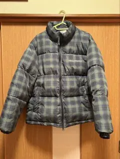 Ffein グリーン系チェック ダウンジャケット S