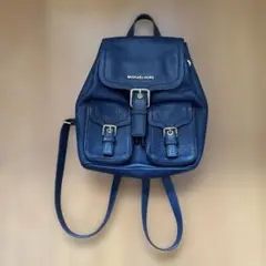 【✨美品】 マイケルコース リュック クーパー ベルト 巾着 シボ革 ネイビー