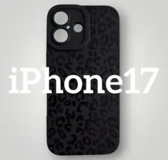 iPhone17ケース ブラック レオパード柄　ヒョウ柄　スマホカバー　韓国
