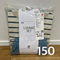 150 ユニクロ ルームセット ラウンジセット 半袖パジャマ ボーダー/ベージュ