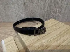 DOLCE & GABBANA ブラックレザーバングル Calfskin bracelet with DG logo in Black for Men