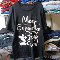 00sヴィンテージ　タグなしLディズニー黒ブラックtシャツUSA直輸入メンズ古着