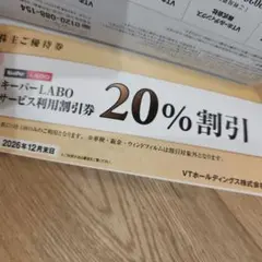 VT HOLDINGS 株主優待券 20%割引