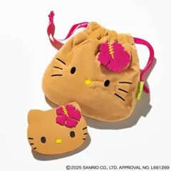 sweet 付録 日焼け ハローキティ　巾着＆フェイス形ミラー
