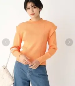 OPAQUE.CLIPタックスリーブリブニットプルオーバーL